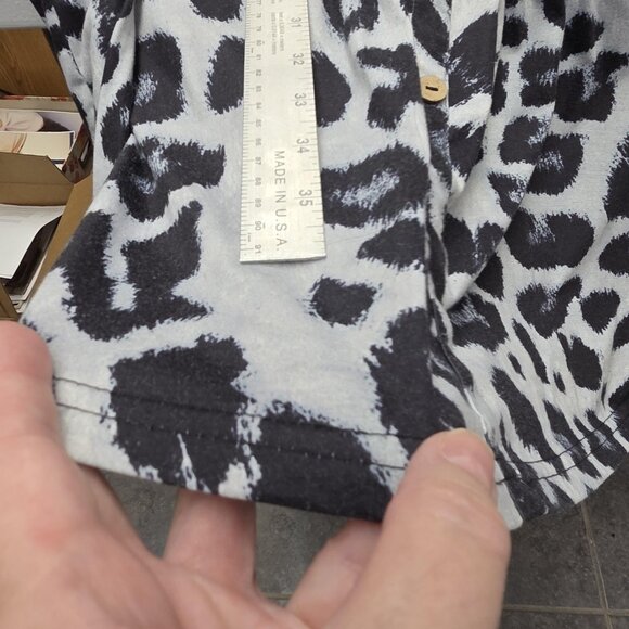 OUGES Dress Womens XL Black White Leopard Print Button Front Pockets Long Sleeve - Picture 10 of 10